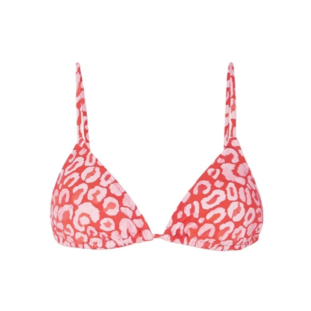 Fisch Coco Triangle Bikini Top In Coral Leo